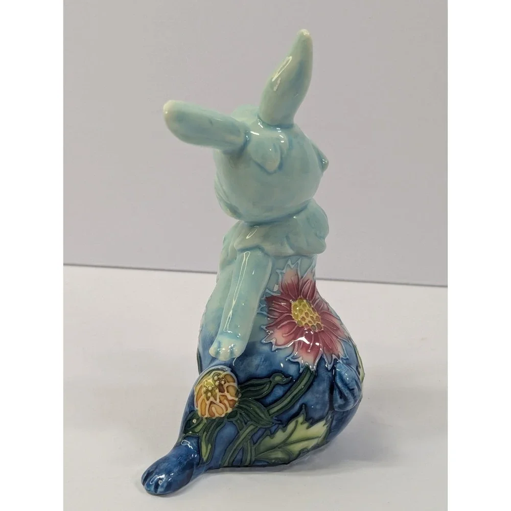 PAVONE Porcelain Rabbit Bunny Figure W Floral Accents